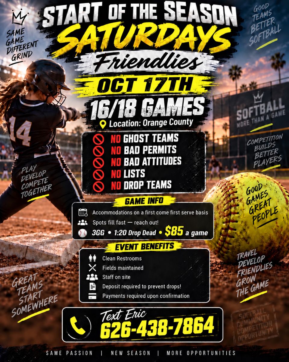 Flyer for Saturday Friendlies - Start of the Season