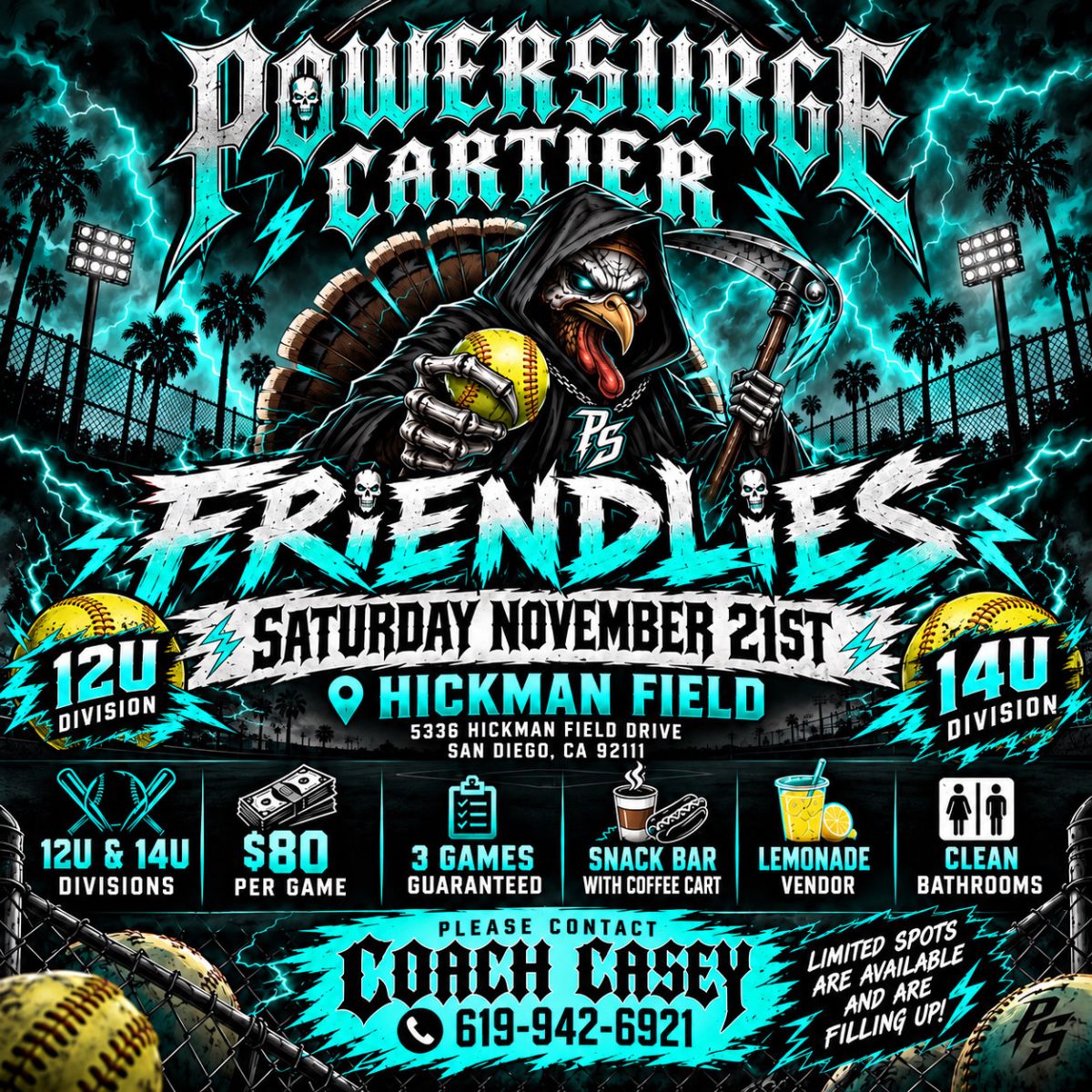 Flyer for Powersurge Cartier Friendlies