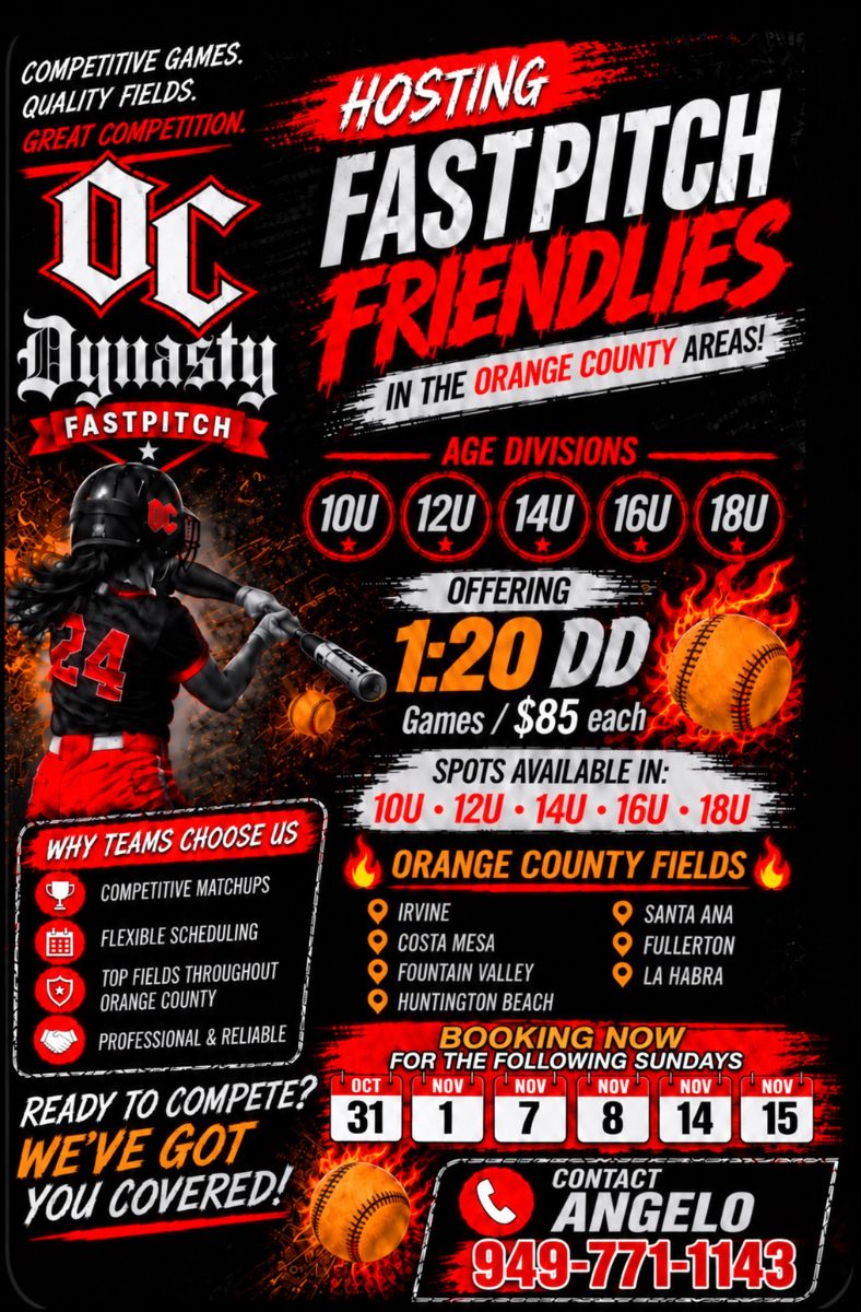 Flyer for OC Dynasty Fastpitch Friendlies