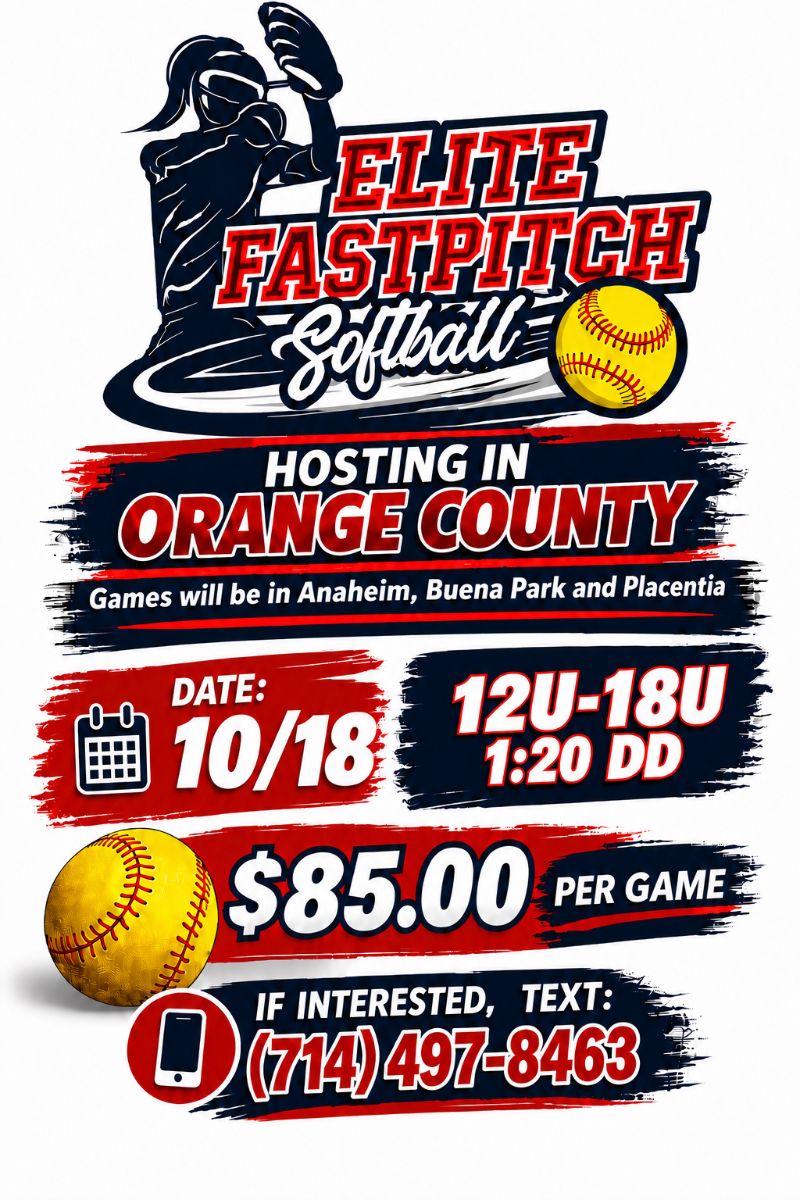 Flyer for Elite Fastpitch Softball Friendly - Orange County
