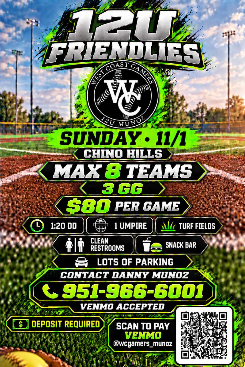 Flyer for 12U Friendlies