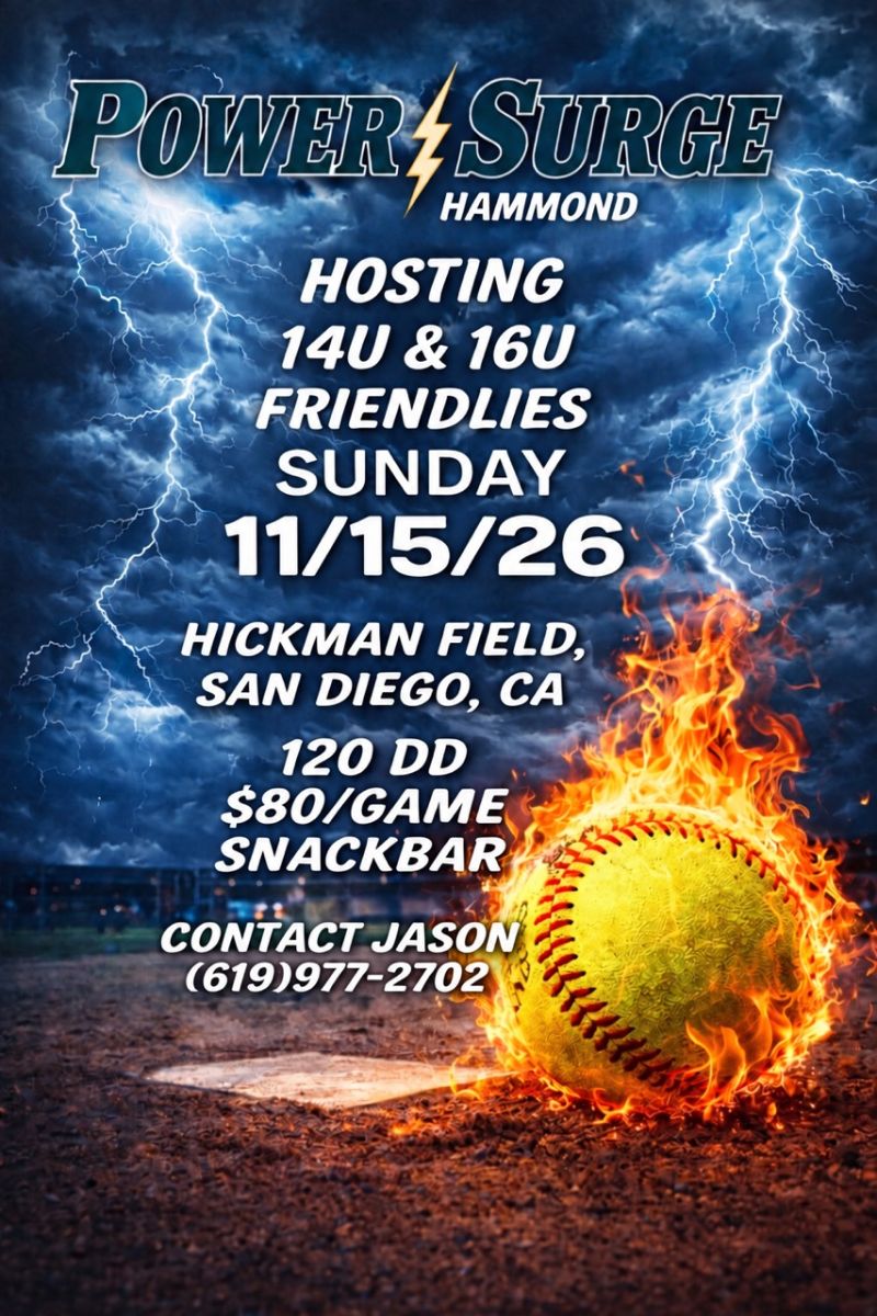Flyer for Power Surge Hammond 14U & 16U Friendlies
