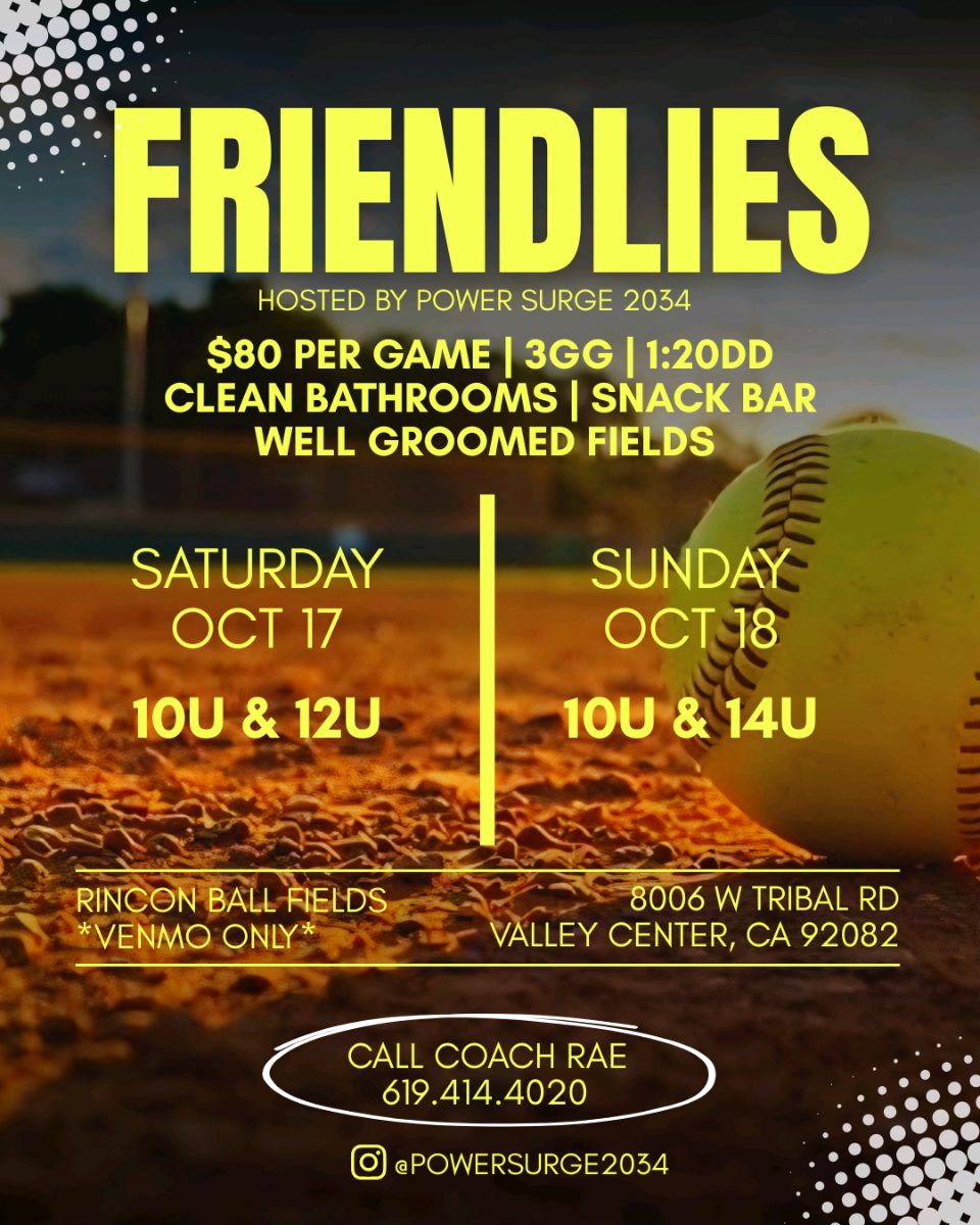 Flyer for Power Surge 2034 Friendlies